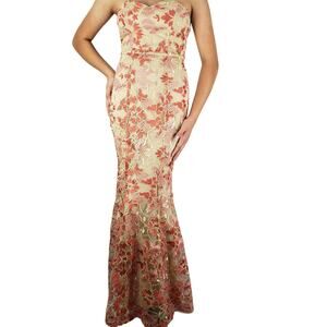 Speechless Floral Lace Strapless Sweetheart Neck Mermaid Dress Size 1